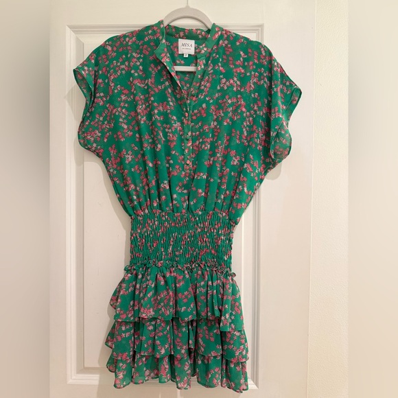 MISA LOS ANGELES ELOISA DRESS PINK MINI BLOOMS - Picture 2 of 6